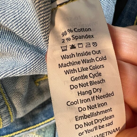 Western Embroidered Denim Jacket Blue Green Aztec Print Small - Picture 10 of 10